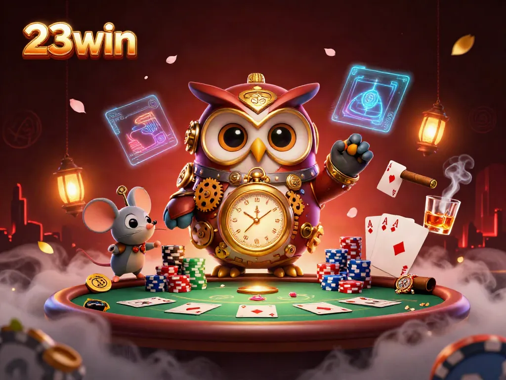 Engage in thrilling games at 23win with vibrant casino elements and a whimsical atmosphere.