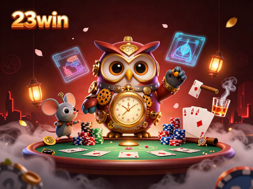 Engage in thrilling games at 23win with vibrant casino elements and a whimsical atmosphere.