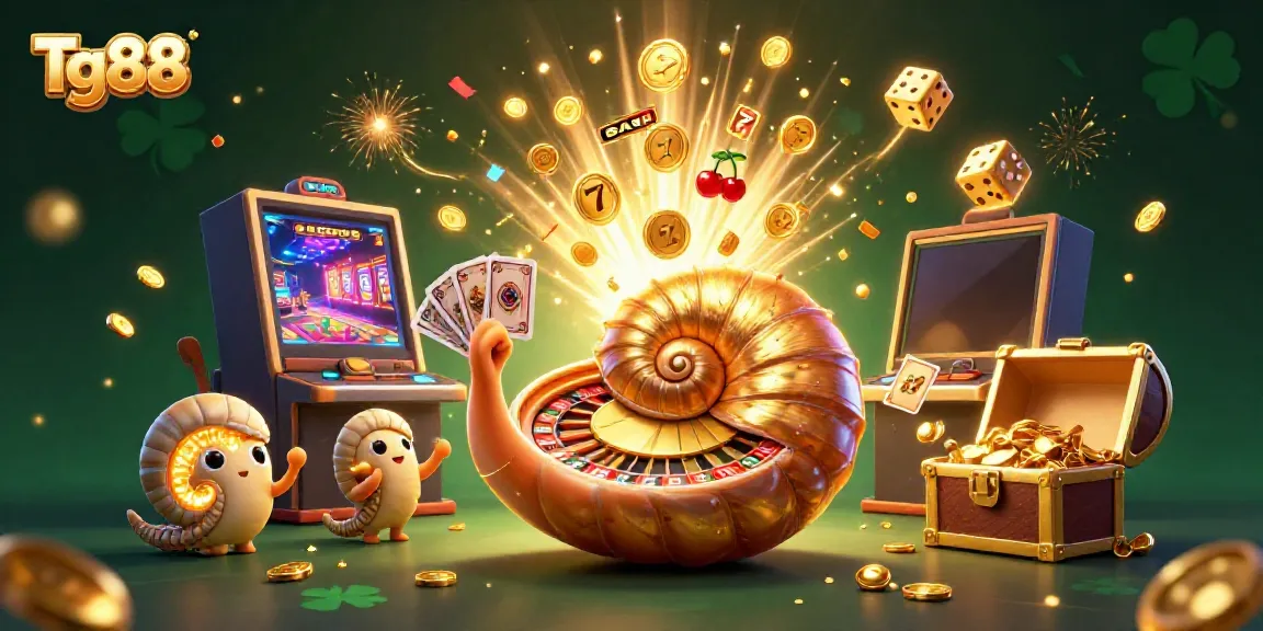 Tg88 offers exciting gambling adventures, featuring a giant nautilus roulette, soaring coins, and vibrant game elements.