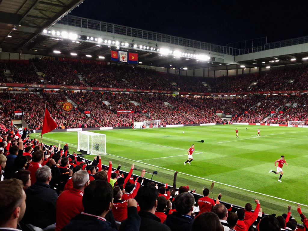 Manchester United vs Liverpool match day atmosphere with fans and players in action.
