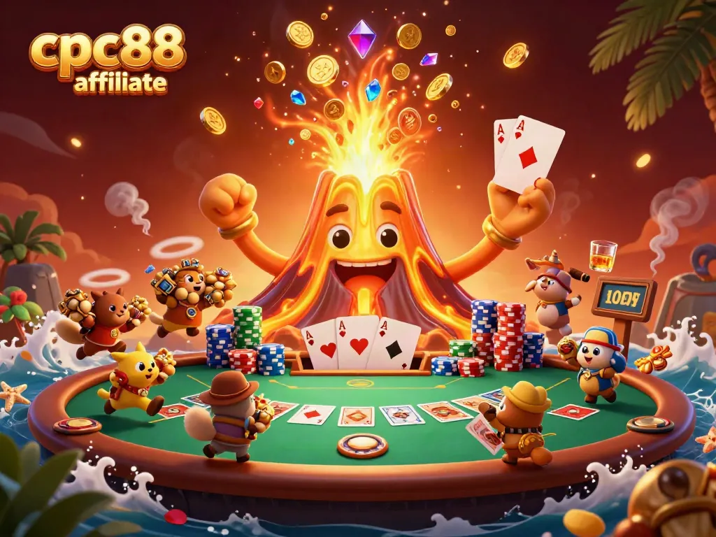 Experience the thrill of the cpc88 affiliate program with a vibrant casino-themed illustration.