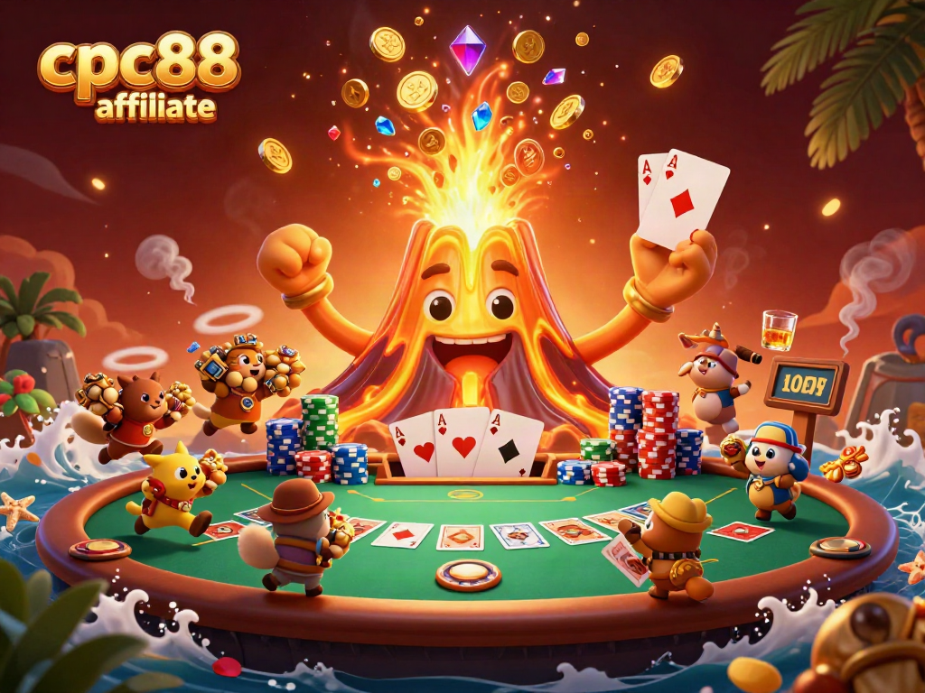 Experience the thrill of the cpc88 affiliate program with a vibrant casino-themed illustration.