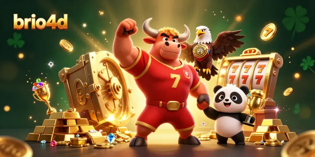 Experience the thrill with brio4d's vibrant slots and casino scene featuring unique characters.