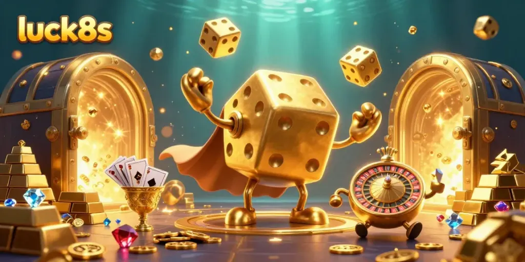 Experience thrilling gameplay at luck8s with golden dice and vibrant casino treasures.