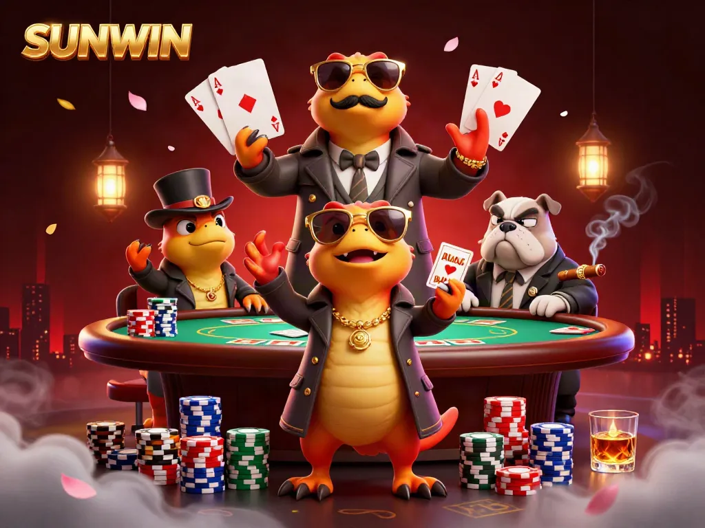 Raptors disguised in a trench coat trying to enter a casino VIP area with SUNWIN branding