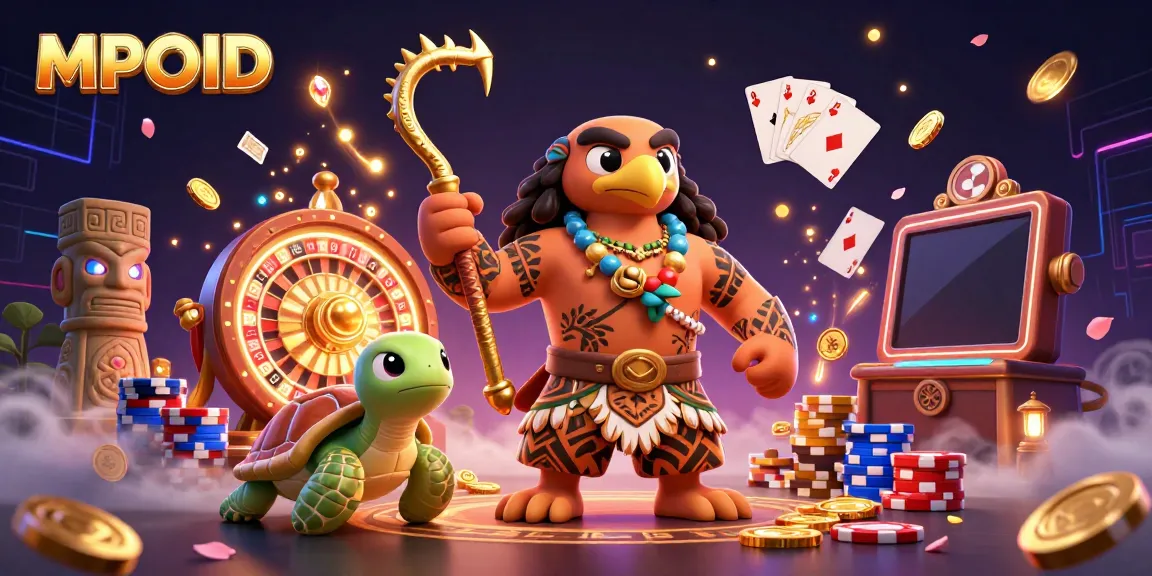 Experience the thrill of MPOID with vibrant casino elements in a dynamic illustration.