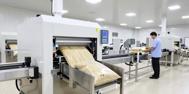 Efficient packaging equipment manufacturer showcasing advanced open-mouth bagging machines in a clean industrial environment.