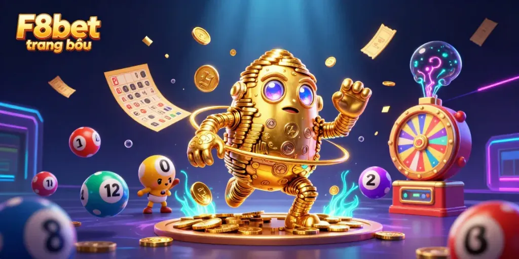 Engage with exciting games at F8bet trang chủ featuring golden golem, lottery elements, and vibrant casino action.