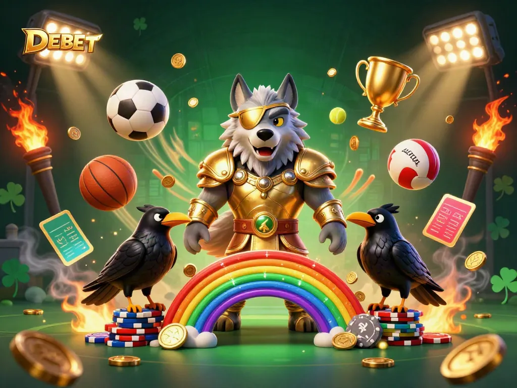 Experience thrilling sports betting action with DEBET, featuring Norse mythology characters and dynamic game elements.