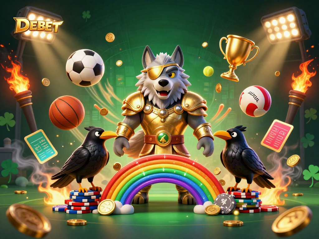 Experience thrilling sports betting action with DEBET, featuring Norse mythology characters and dynamic game elements.