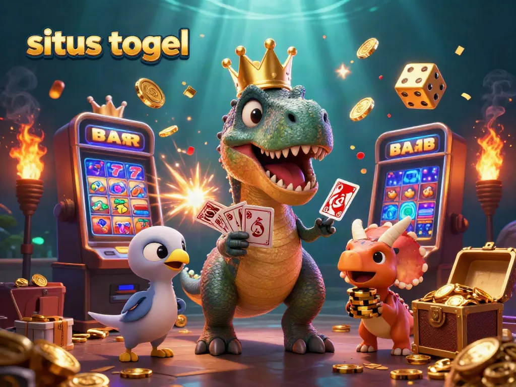 Experience the excitement of situs togel with engaging cartoon characters and vibrant casino elements.
