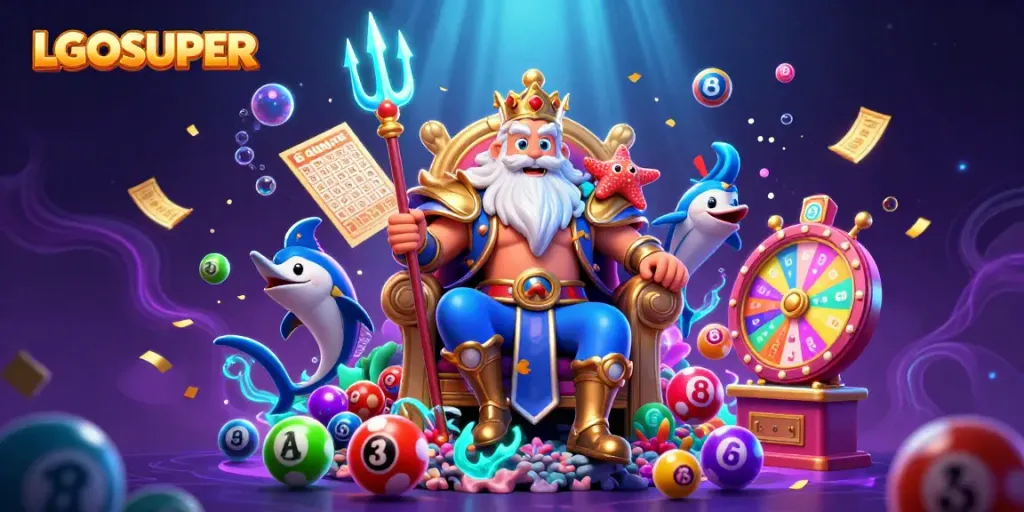 Engage with LGOSUPER's vibrant online gaming scene featuring Neptune, lucky balls, and a treasure of prizes.