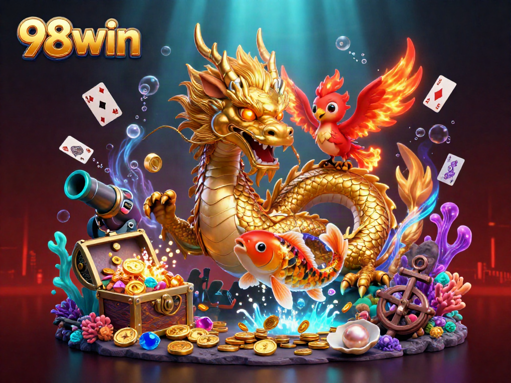 Experience thrilling gameplay with 98win alongside mythical creatures in a vibrant, dynamic underwater world.