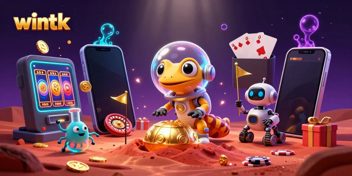 Engage in thrilling gaming at Wintk with a Martian gecko exploring a hidden casino.