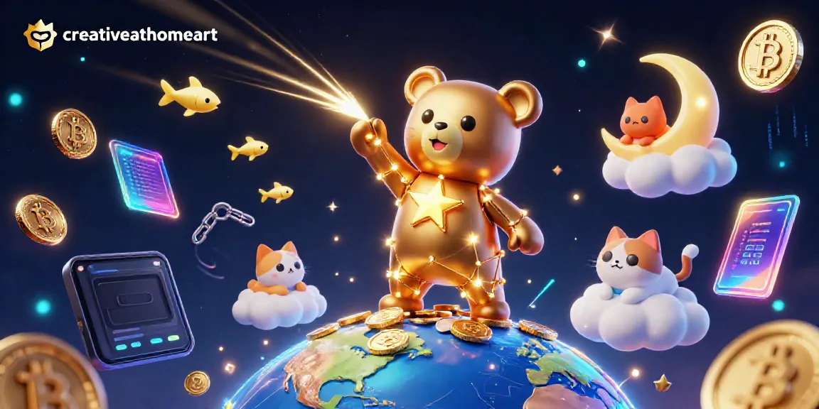 Creativeathomeart showcases a whimsical casino scene featuring a constellation bear collecting coins.