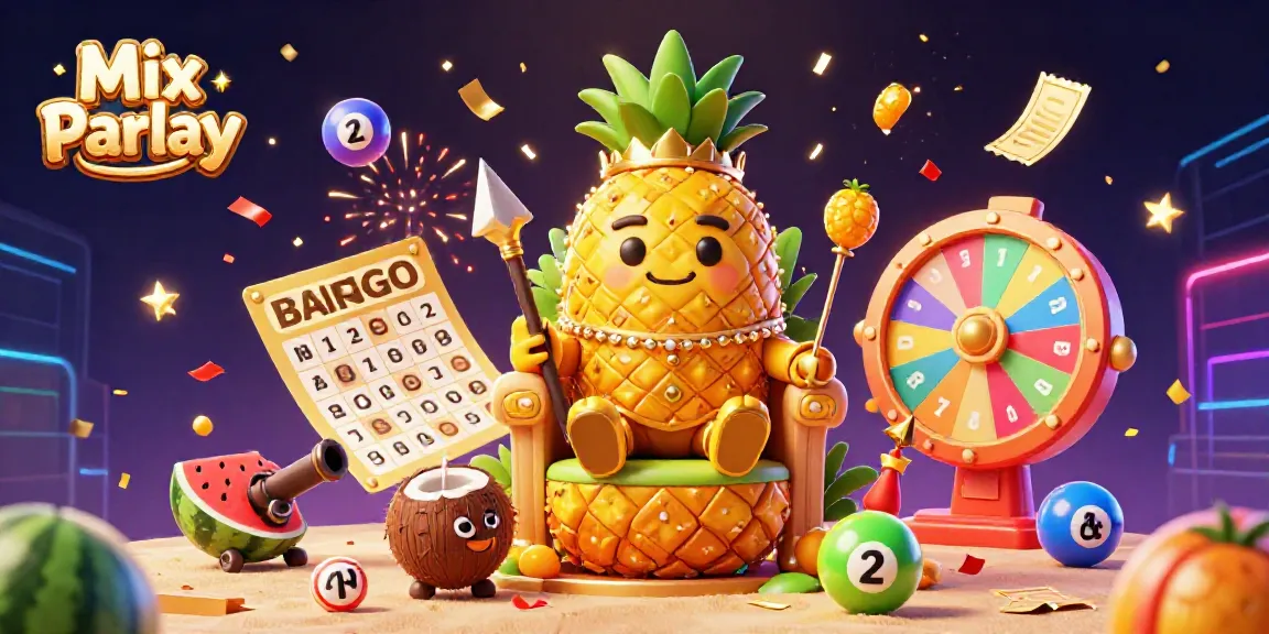Experience the excitement of Mix Parlay with vibrant characters and gambling elements celebrating big wins.