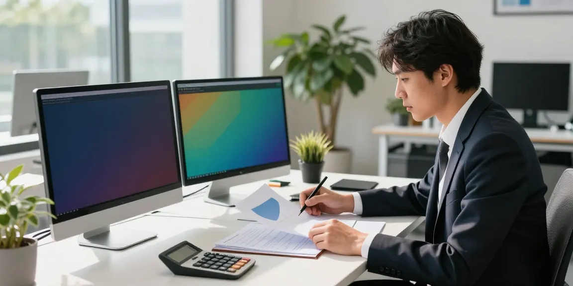 Business professional check on financial data at modern desk