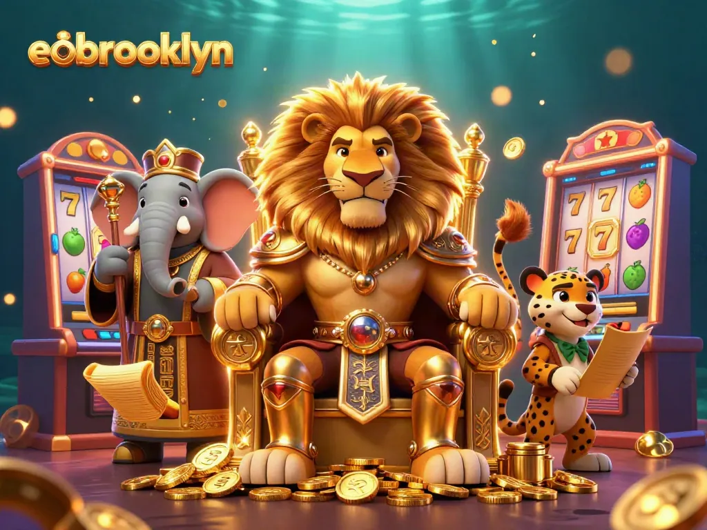 Engage with eobrooklyn's vibrant slot machine scene featuring royal characters.