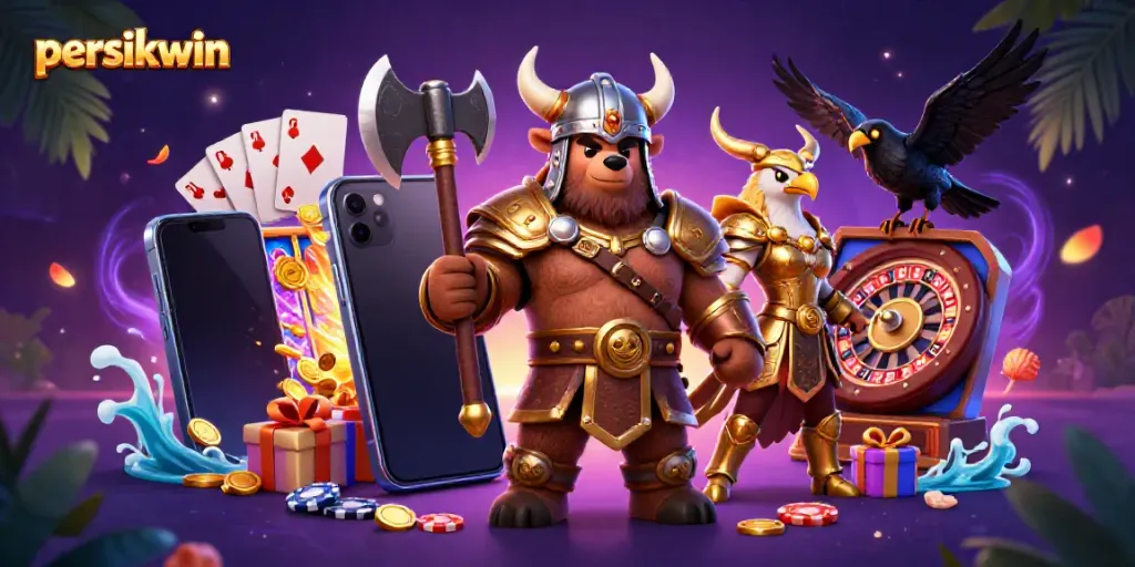Permainan slot menakjubkan dari persikwin dengan gambar Viking berserker dan elemen kasino menarik lainnya.