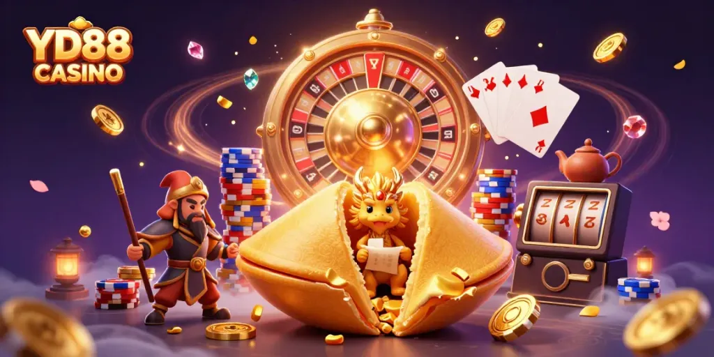 Experience YD88 CASINO's immersive adventure with dynamic golden treasures and vibrant gaming elements.
