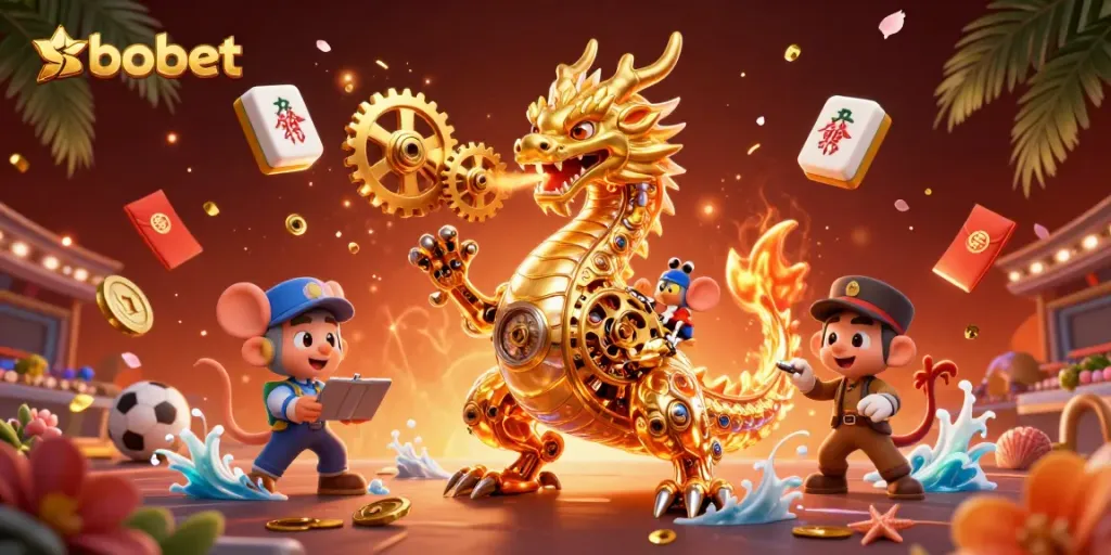 Experience sbobet sports betting with vibrant 3D elements and engaging characters in a fantastical scene.