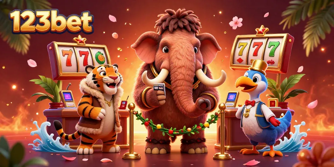 Enjoy thrilling casino action with 123bet as characters navigate a packed gaming environment.